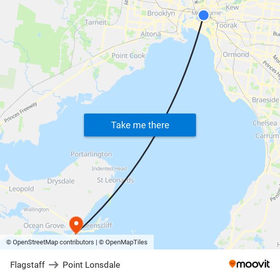 Flagstaff to Point Lonsdale map