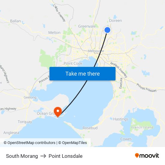 South Morang to Point Lonsdale map