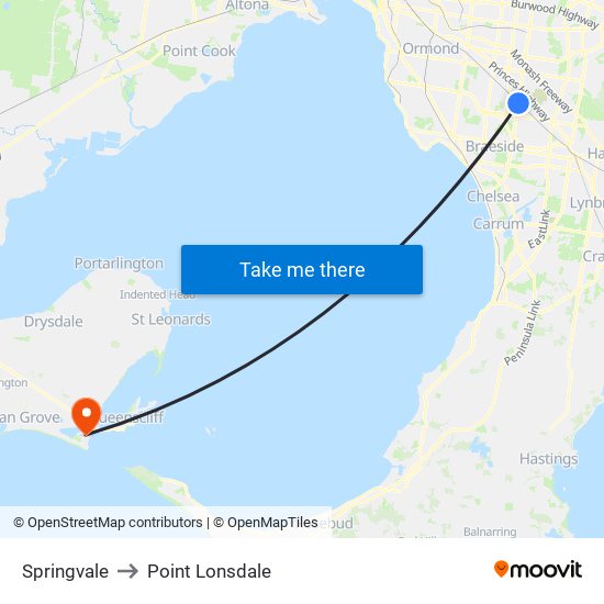 Springvale to Point Lonsdale map