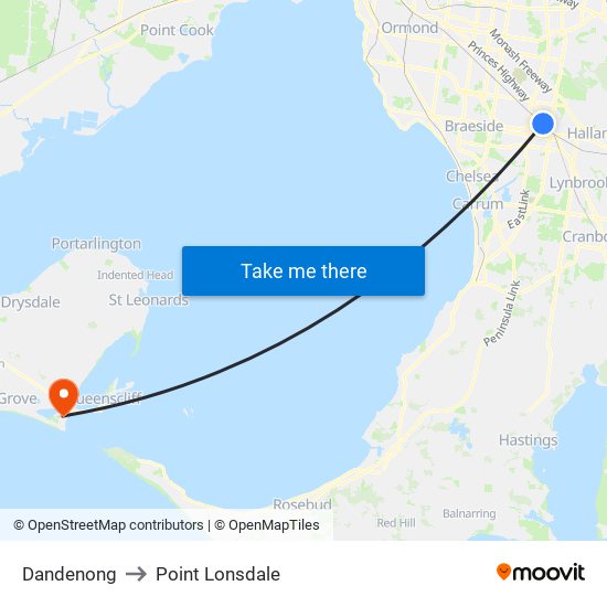 Dandenong to Point Lonsdale map