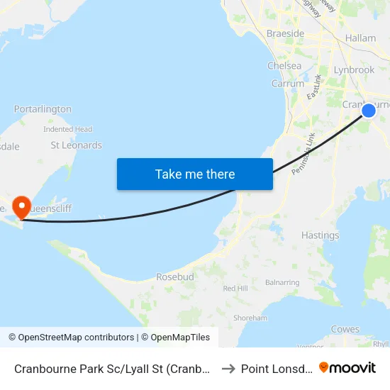 Cranbourne Park Sc/Lyall St to Point Lonsdale map