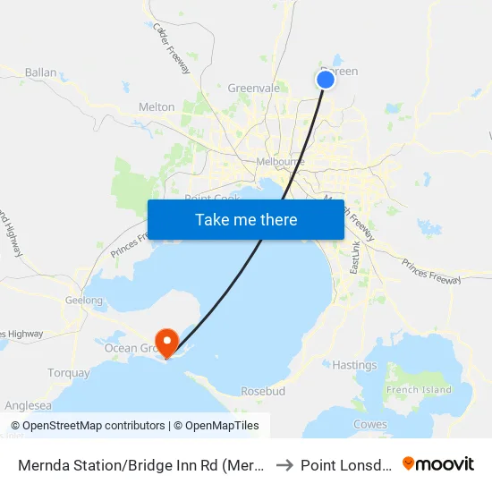 Mernda Station/Bridge Inn Rd to Point Lonsdale map