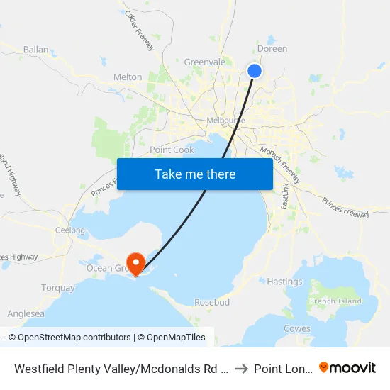 Westfield Plenty Valley/Mcdonalds Rd to Point Lonsdale map