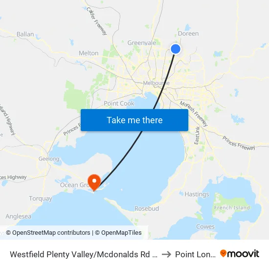 Westfield Plenty Valley/Mcdonalds Rd to Point Lonsdale map