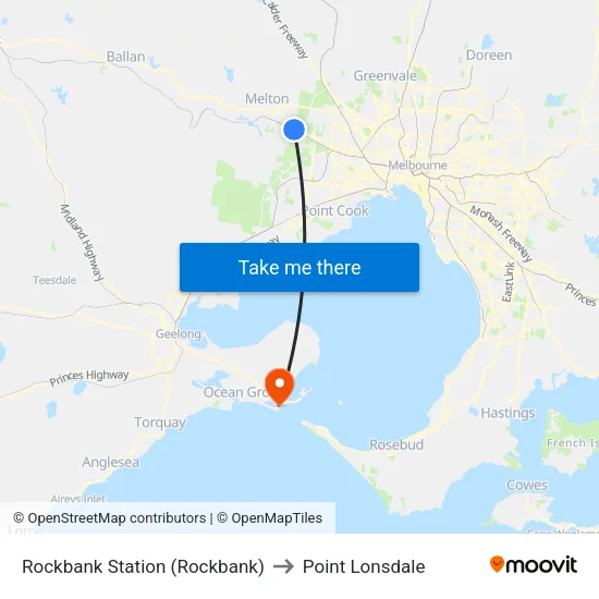 Rockbank Station to Point Lonsdale map