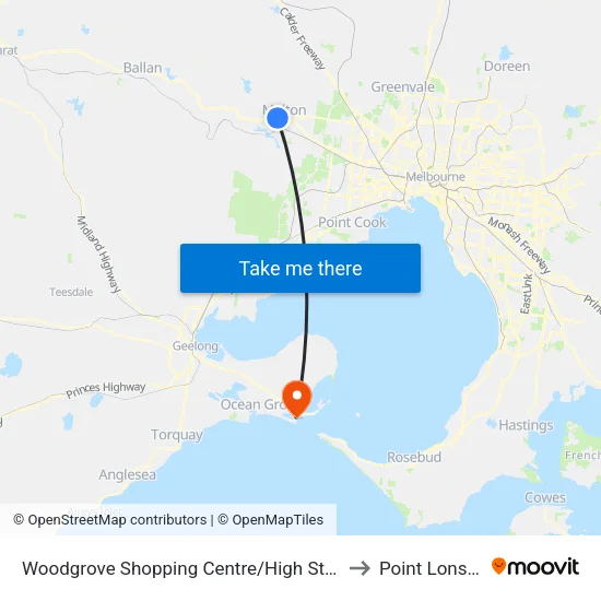 Woodgrove Shopping Centre/High St to Point Lonsdale map
