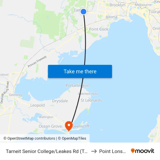 Tarneit Senior College/Leakes Rd to Point Lonsdale map