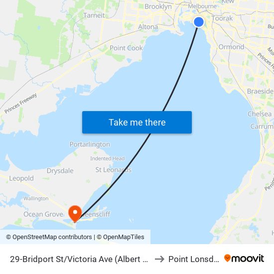 29-Bridport St/Victoria Ave (Albert Park) to Point Lonsdale map