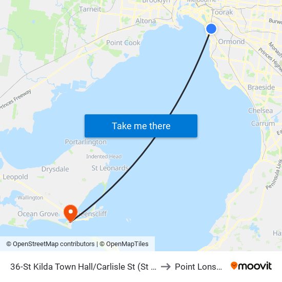 36-St Kilda Town Hall/Carlisle St (St Kilda) to Point Lonsdale map