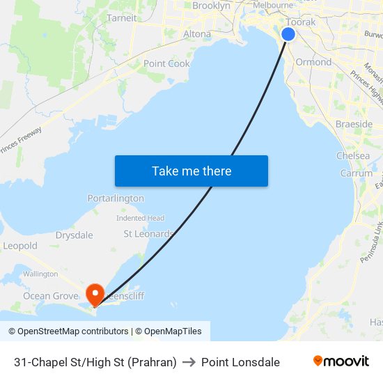 31-Chapel St/High St (Prahran) to Point Lonsdale map