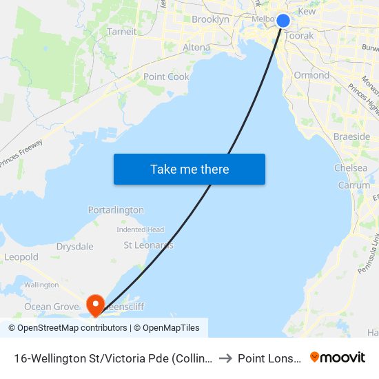 16-Wellington St/Victoria Pde (Collingwood) to Point Lonsdale map