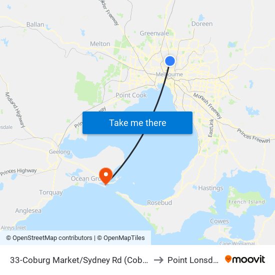 33-Coburg Market/Sydney Rd (Coburg) to Point Lonsdale map