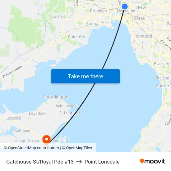Gatehouse St/Royal Pde #13 to Point Lonsdale map