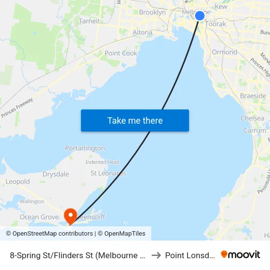 Spring St/Flinders St #8 to Point Lonsdale map
