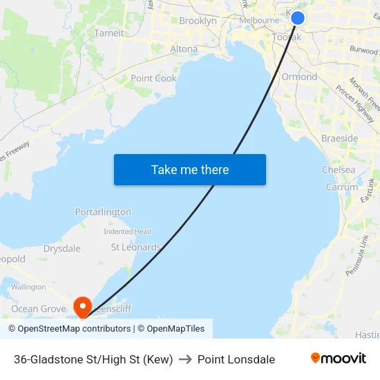 Gladstone St/High St #36 to Point Lonsdale map