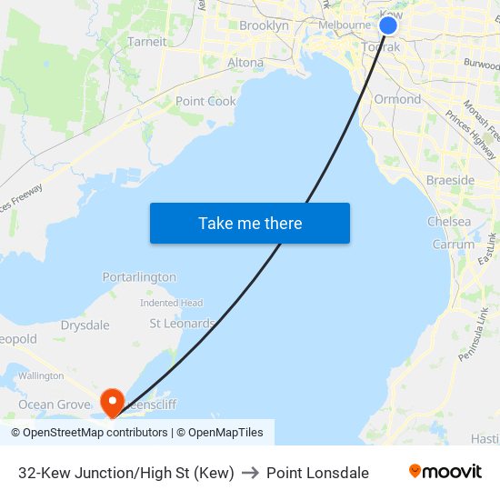 32-Kew Junction/High St (Kew) to Point Lonsdale map