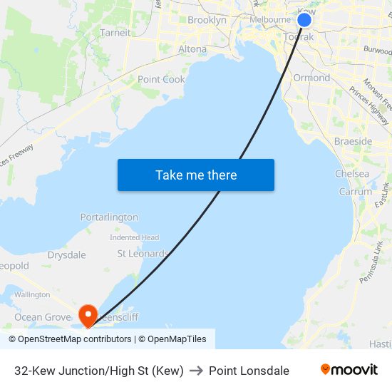 32-Kew Junction/High St (Kew) to Point Lonsdale map