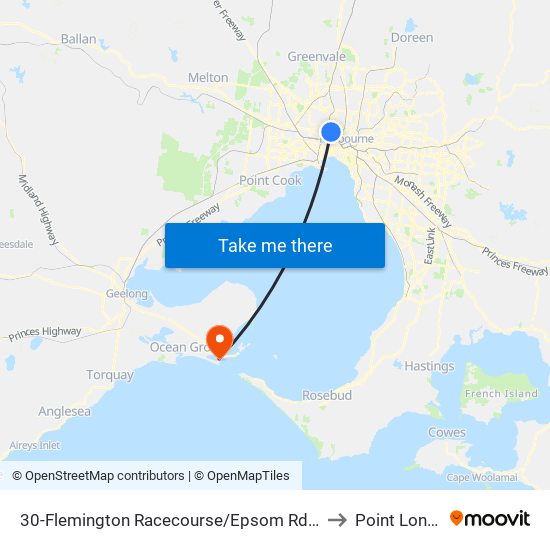 30-Flemington Racecourse/Epsom Rd (Flemington) to Point Lonsdale map