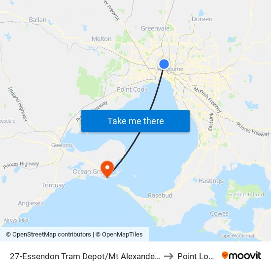 27-Essendon Tram Depot/Mt Alexander Rd (Ascot Vale) to Point Lonsdale map