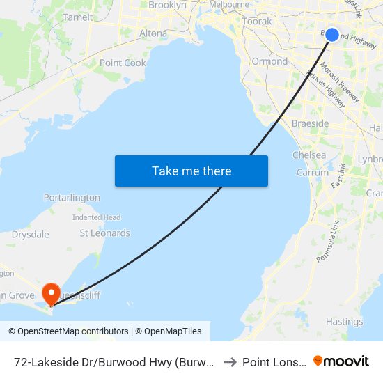 72-Lakeside Dr/Burwood Hwy (Burwood East) to Point Lonsdale map