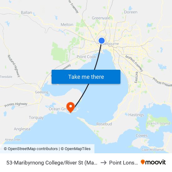 53-Maribyrnong College/River St (Maribyrnong) to Point Lonsdale map