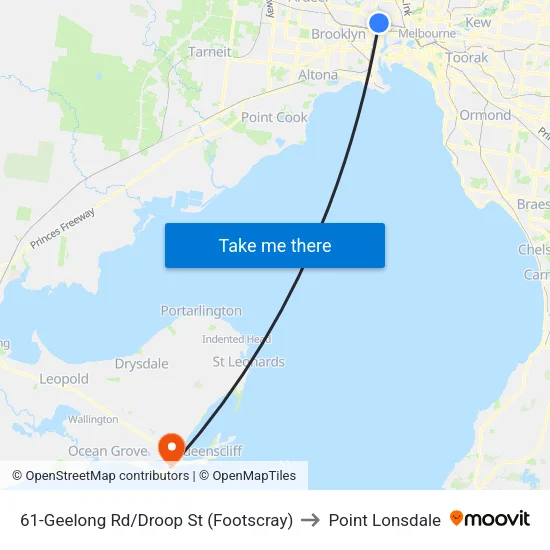 Geelong Rd/Droop St #61 to Point Lonsdale map