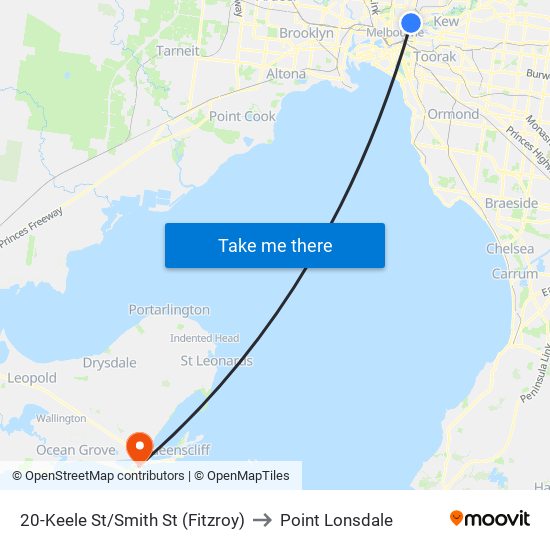 20-Keele St/Smith St (Fitzroy) to Point Lonsdale map