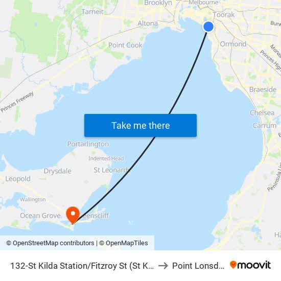 132-St Kilda Station/Fitzroy St (St Kilda) to Point Lonsdale map