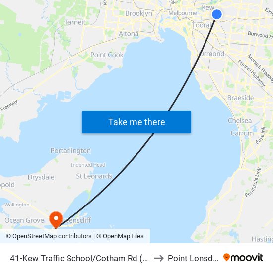 41-Kew Traffic School/Cotham Rd (Kew) to Point Lonsdale map