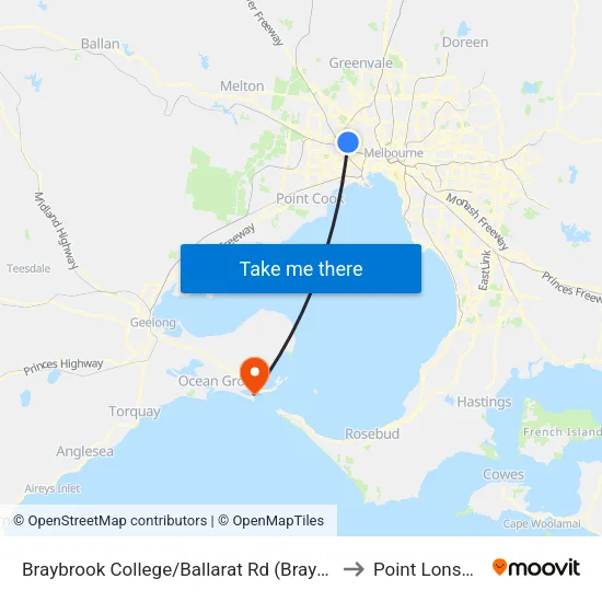 Braybrook College/Ballarat Rd to Point Lonsdale map