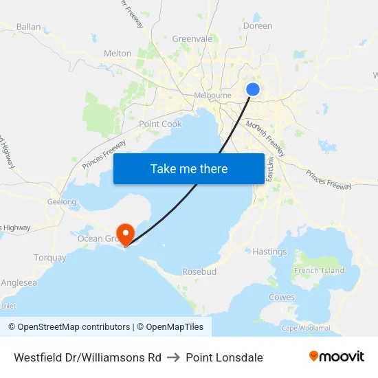 Westfield Dr/Williamsons Rd to Point Lonsdale map