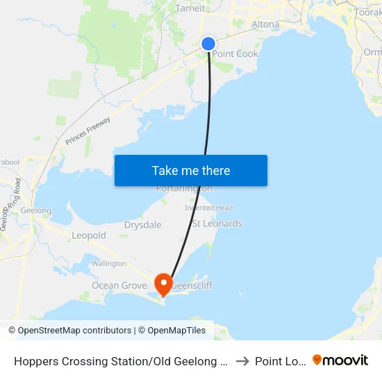 Hoppers Crossing Station/Old Geelong Rd to Point Lonsdale map