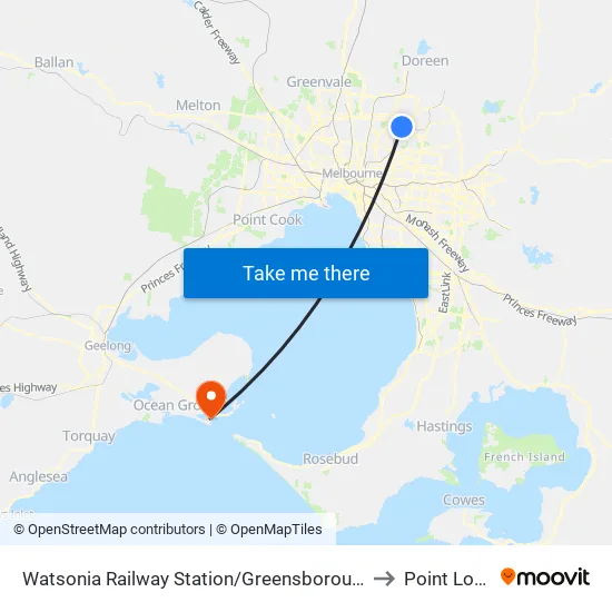 Watsonia Station/Greensborough Hwy to Point Lonsdale map