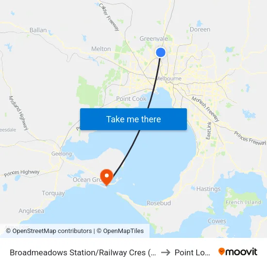 Broadmeadows Station/Railway Cres to Point Lonsdale map