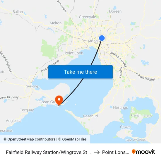 Fairfield Station/Wingrove St to Point Lonsdale map