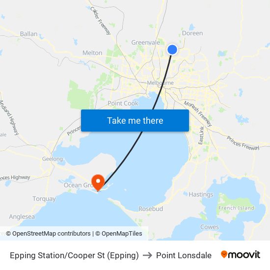 Epping Station/Cooper St (Epping) to Point Lonsdale map