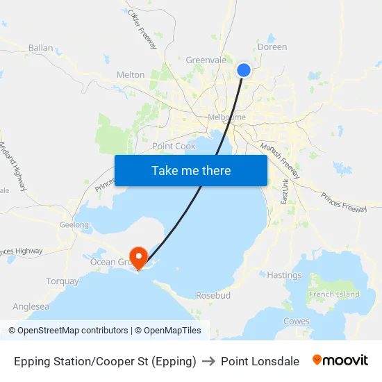 Epping Station/Cooper St to Point Lonsdale map