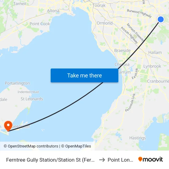Ferntree Gully Station/Station St to Point Lonsdale map