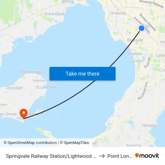 Springvale Railway Station/Lightwood Rd to Point Lonsdale map