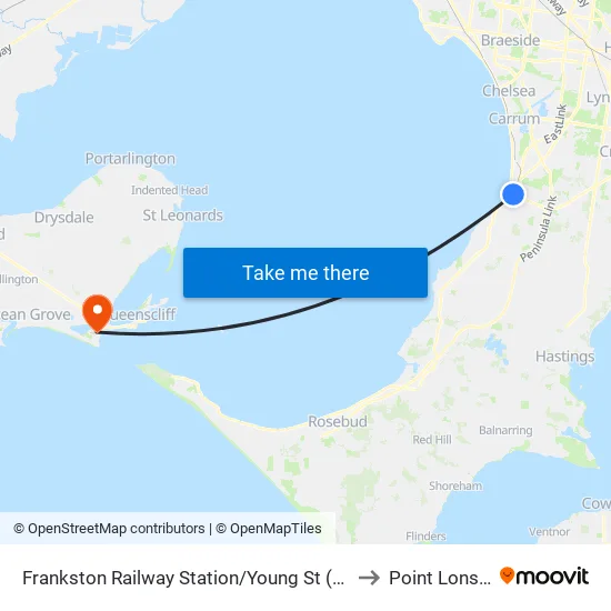 Frankston Railway Station/Young St to Point Lonsdale map