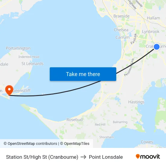 Station St/High St to Point Lonsdale map