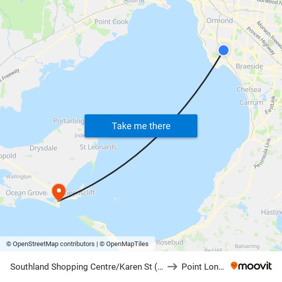 Southland Shopping Centre/Karen St (Cheltenham) to Point Lonsdale map