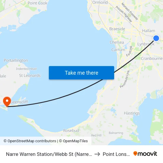 Narre Warren Station/Webb St to Point Lonsdale map