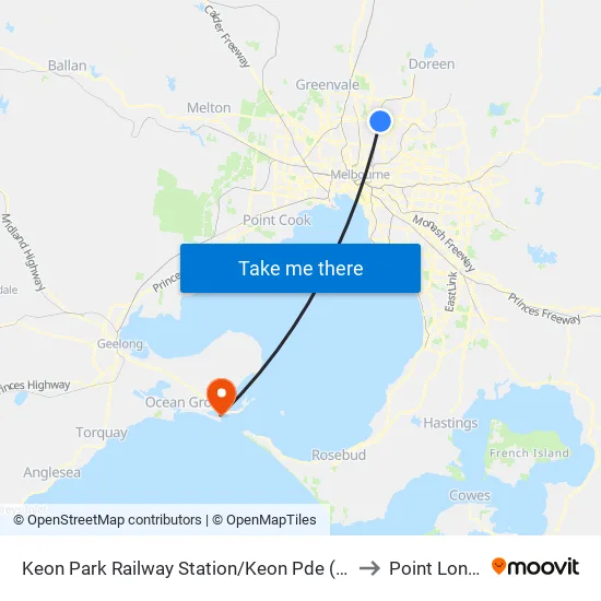 Keon Park Station/Keon Pde to Point Lonsdale map