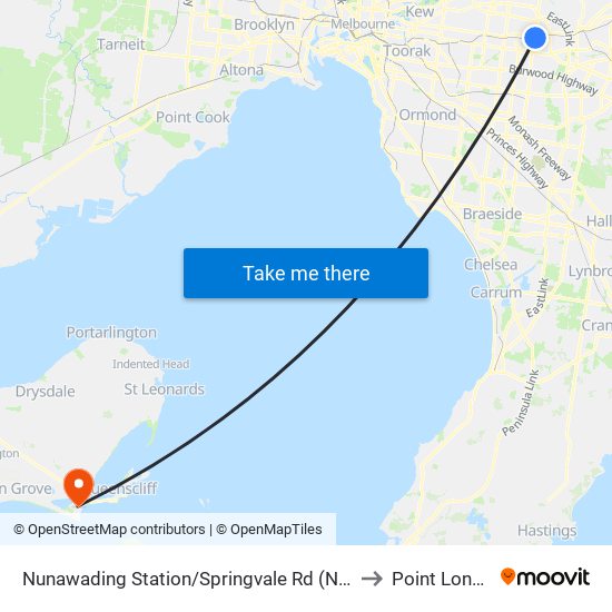 Nunawading Railway Station/Springvale Rd (Nunawading) to Point Lonsdale map