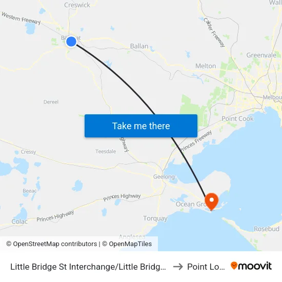 Little Bridge St Interchange/Little Bridge St to Point Lonsdale map