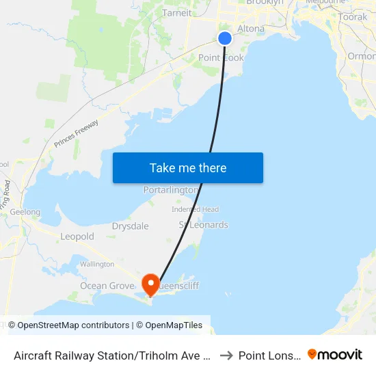 Aircraft Station/Triholm Ave to Point Lonsdale map
