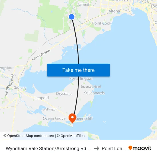 Wyndham Vale Station/Armstrong Rd to Point Lonsdale map