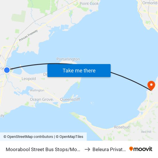 Moorabool Street Bus Stops/Moorabool St (Geelong) to Beleura Private Hospital map