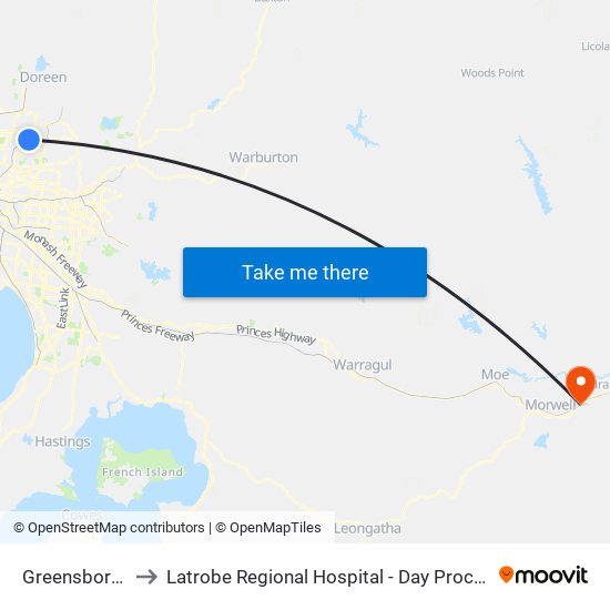 Greensborough to Latrobe Regional Hospital - Day Procedures Unit map